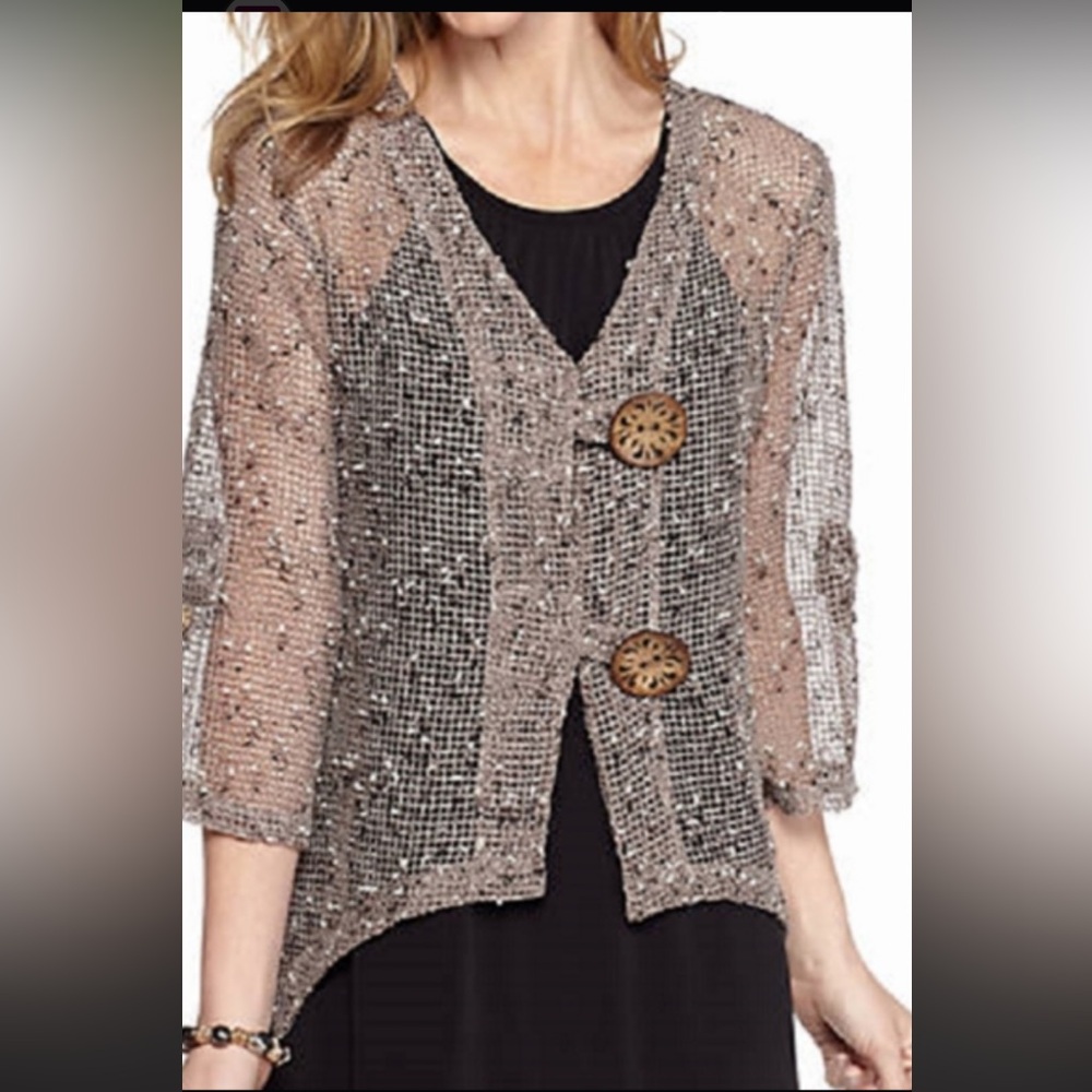 Nina Leonard Textured Brown Cardigan with Button Accents
Label removed
